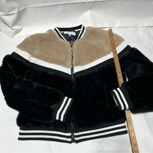 John + Jenn Tan and Black Faux Fur Jacket